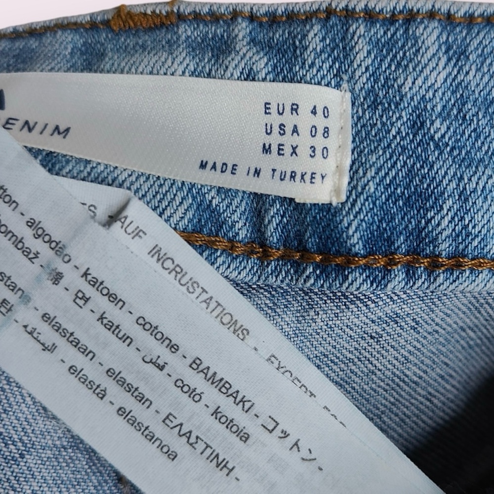Zara Denim Ankle Cuffed Distressed Midrise Slim Fit Jeans - Picture 7 of 8